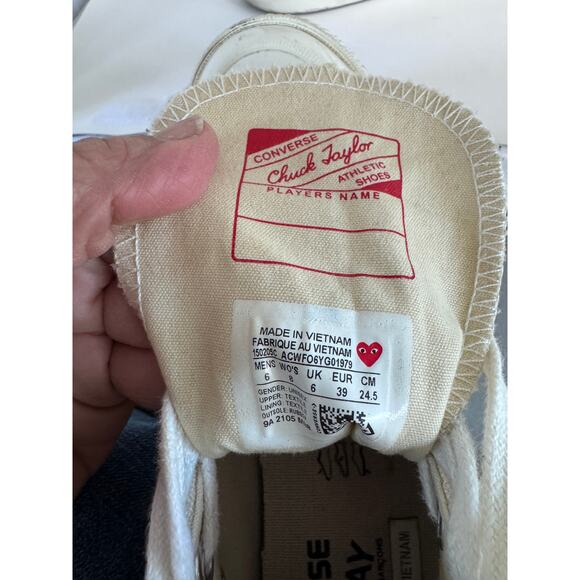 Converse Comme de Garcons Men's 6 Play x Chuck 70 High Milk Sneaker - Picture 8 of 9